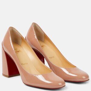 Christian Louboutin Miss Sab 85 Patent Leather Pumps Blush Beige